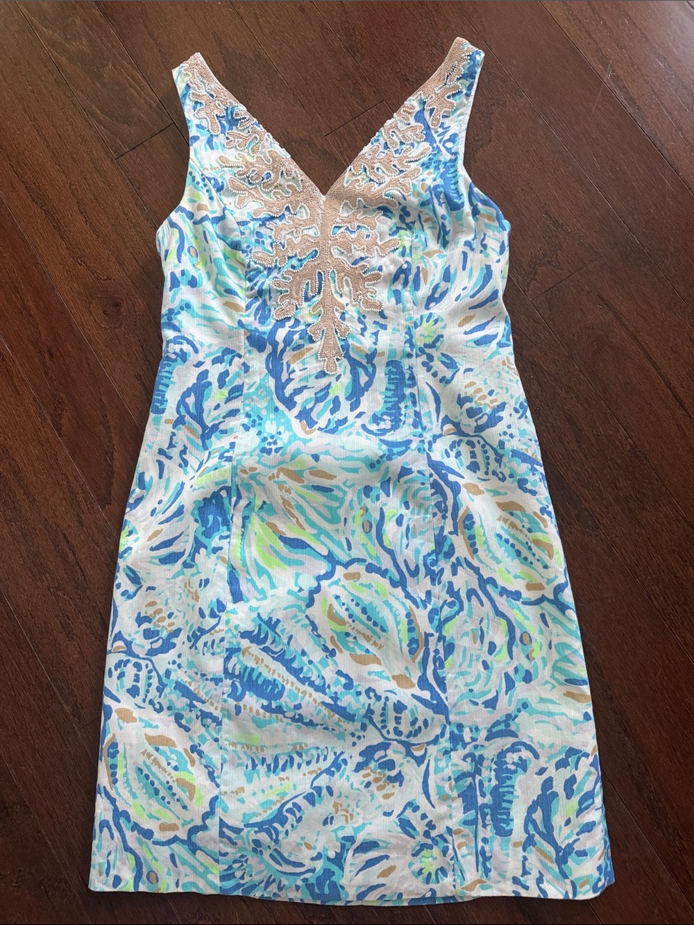 Lilly Pulitzer Sleeveless V-Neck Blue & White Print Dress